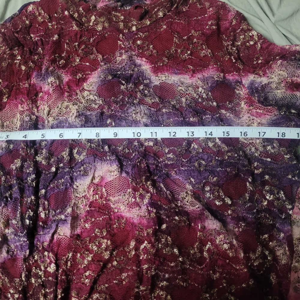 Coldwater Creek Burgundy and Purple Lace-Detail Long Sleeve Top - Picture 6 of 7
